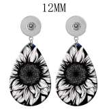 10 styles  Sunflower Acrylic Painted Water Drop earrings fit 12MM Snaps button jewelry wholesale