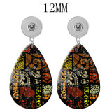 10 styles Pretty pattern  Acrylic Painted Water Drop earrings fit 12MM Snaps button jewelry wholesale