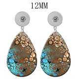 10 styles pattern  Acrylic Painted Water Drop earrings fit 12MM Snaps button jewelry wholesale