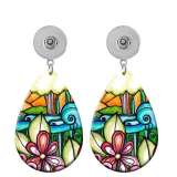 10 styles Pretty Flower  Acrylic Painted Water Drop earrings fit 20MM Snaps button jewelry wholesale