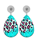 10 styles west cowboy Leopard Pattern  Acrylic Painted Water Drop earrings fit 20MM Snaps button jewelry wholesale