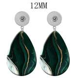 10 styles  Green pattern  Acrylic Painted Water Drop earrings fit 12MM Snaps button jewelry wholesale