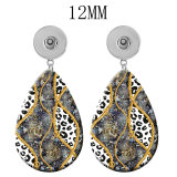 10 styles Leopard Pattern  Acrylic Painted Water Drop earrings fit 12MM Snaps button jewelry wholesale