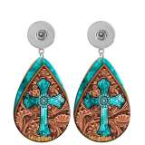 10 styles Flower Cross  Acrylic Painted Water Drop earrings fit 20MM Snaps button jewelry wholesale