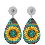10 styles happy easter sunflower Cartoon Dwarf  Acrylic Painted Water Drop earrings fit 20MM Snaps button jewelry wholesale