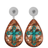 10 styles Flower Cross  Acrylic Painted Water Drop earrings fit 20MM Snaps button jewelry wholesale