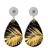 10 styles Gold leaf  Acrylic Painted Water Drop earrings fit 20MM Snaps button jewelry wholesale