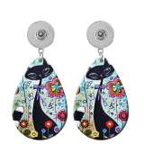 10 styles Cat  Acrylic Painted Water Drop earrings fit 20MM Snaps button jewelry wholesale