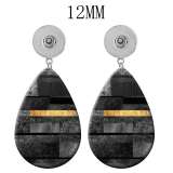 10 styles Pretty  Geometric pattern  Acrylic Painted Water Drop earrings fit 12MM Snaps button jewelry wholesale