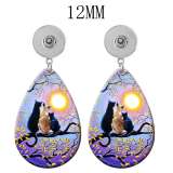 10 styles Cat pattern  Acrylic Painted Water Drop earrings fit 12MM Snaps button jewelry wholesale