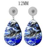 10 styles Blue Pretty pattern  Acrylic Painted Water Drop earrings fit 12MM Snaps button jewelry wholesale