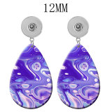 10 styles Purple pattern  Acrylic Painted Water Drop earrings fit 12MM Snaps button jewelry wholesale