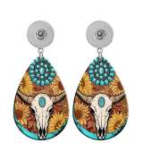 10 styles Turquoise pattern west cowboy style  Acrylic Painted Water Drop earrings fit 20MM Snaps button jewelry wholesale