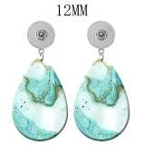 10 styles Blue Marble pattern Acrylic Painted Water Drop earrings fit 12MM Snaps button jewelry wholesale