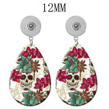 10 styles Halloween  skull  Acrylic Painted Water Drop earrings fit 12MM Snaps button jewelry wholesale