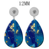 10 styles Colorful Pretty pattern  Acrylic Painted Water Drop earrings fit 12MM Snaps button jewelry wholesale