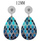 10 styles Pretty pattern  Acrylic Painted Water Drop earrings fit 12MM Snaps button jewelry wholesale