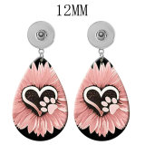 10 styles  Sunflower Acrylic Painted Water Drop earrings fit 12MM Snaps button jewelry wholesale