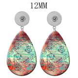 10 styles Pretty pattern  Acrylic Painted Water Drop earrings fit 12MM Snaps button jewelry wholesale