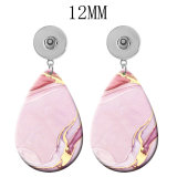 10 styles color  Marble pattern Acrylic Painted Water Drop earrings fit 12MM Snaps button jewelry wholesale