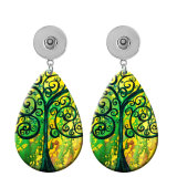 10 styles tree of life  Acrylic Painted Water Drop earrings fit 20MM Snaps button jewelry wholesale