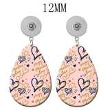 10 styles love pattern  Acrylic Painted Water Drop earrings fit 12MM Snaps button jewelry wholesale