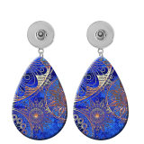10 styles Bohemia pattern  Acrylic Painted Water Drop earrings fit 20MM Snaps button jewelry wholesale