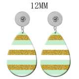10 styles love Geometric pattern  Acrylic Painted Water Drop earrings fit 12MM Snaps button jewelry wholesale