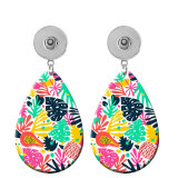 10 styles Colored leaves Flower pattern  Acrylic Painted Water Drop earrings fit 20MM Snaps button jewelry wholesale