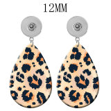 10 styles Leopard Pattern  Acrylic Painted Water Drop earrings fit 12MM Snaps button jewelry wholesale