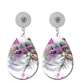 10 styles Cat MOM Acrylic Painted Water Drop earrings fit 20MM Snaps button jewelry wholesale