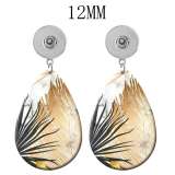 10 styles Golden Leaves pattern  Acrylic Painted Water Drop earrings fit 12MM Snaps button jewelry wholesale