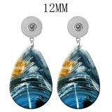 10 styles Pretty  Marble pattern  Acrylic Painted Water Drop earrings fit 12MM Snaps button jewelry wholesale