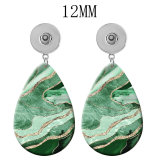 10 styles  Green pattern  Acrylic Painted Water Drop earrings fit 12MM Snaps button jewelry wholesale
