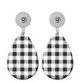 10 styles Checkered pattern  Acrylic Painted Water Drop earrings fit 20MM Snaps button jewelry wholesale