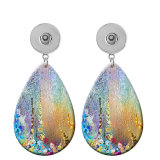 10 styles color Flower pattern  Acrylic Painted Water Drop earrings fit 20MM Snaps button jewelry wholesale