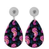 10 styles Seahorse Octopus turtle pattern  Acrylic Painted Water Drop earrings fit 20MM Snaps button jewelry wholesale