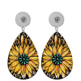 10 styles sunflower Cross  pattern  Acrylic Painted Water Drop earrings fit 20MM Snaps button jewelry wholesale