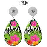 10 styles Flower Clover  Acrylic Painted Water Drop earrings fit 12MM Snaps button jewelry wholesale