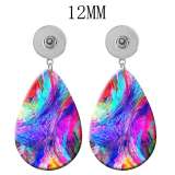10 styles Dragonfly Colorful pattern  Acrylic Painted Water Drop earrings fit 12MM Snaps button jewelry wholesale