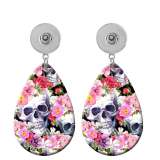 10 styles Halloween skull  pattern  Acrylic Painted Water Drop earrings fit 20MM Snaps button jewelry wholesale