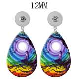 10 styles tree of life pattern  Acrylic Painted Water Drop earrings fit 12MM Snaps button jewelry wholesale