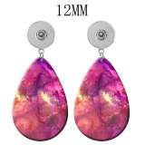 10 styles Pink pattern  Acrylic Painted Water Drop earrings fit 12MM Snaps button jewelry wholesale