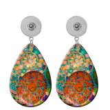 10 styles color Geometric pattern  Acrylic Painted Water Drop earrings fit 20MM Snaps button jewelry wholesale
