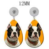 10 styles pet dog pattern  Acrylic Painted Water Drop earrings fit 12MM Snaps button jewelry wholesale