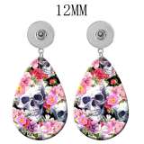 10 styles Halloween  skull  Acrylic Painted Water Drop earrings fit 12MM Snaps button jewelry wholesale