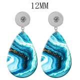 10 styles Pretty  Marble pattern  Acrylic Painted Water Drop earrings fit 12MM Snaps button jewelry wholesale