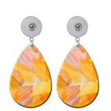 10 styles Colored leaves pattern  Acrylic Painted Water Drop earrings fit 20MM Snaps button jewelry wholesale