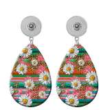 10 styles Butterfly Flower  sunflower  Acrylic Painted Water Drop earrings fit 20MM Snaps button jewelry wholesale