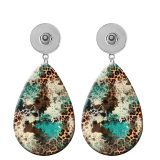 10 styles Western Niuzi Style Leopard Pattern  Acrylic Painted Water Drop earrings fit 20MM Snaps button jewelry wholesale
